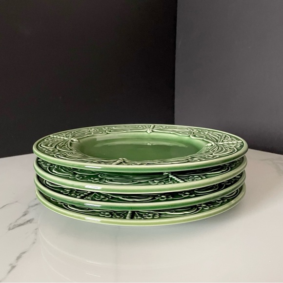 SET of 4 Dinner Plates - Green Dragonfly - Bordallo Pinheiro - Picture 3 of 8